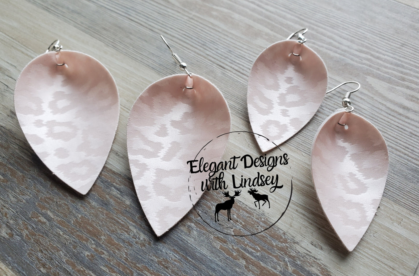 Blush Pink Cheetah Pinched Faux leather earrings