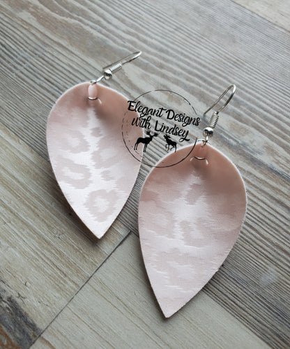 Blush Pink Cheetah Pinched Faux leather earrings