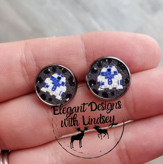 Space Blue Robot Stud Earrings