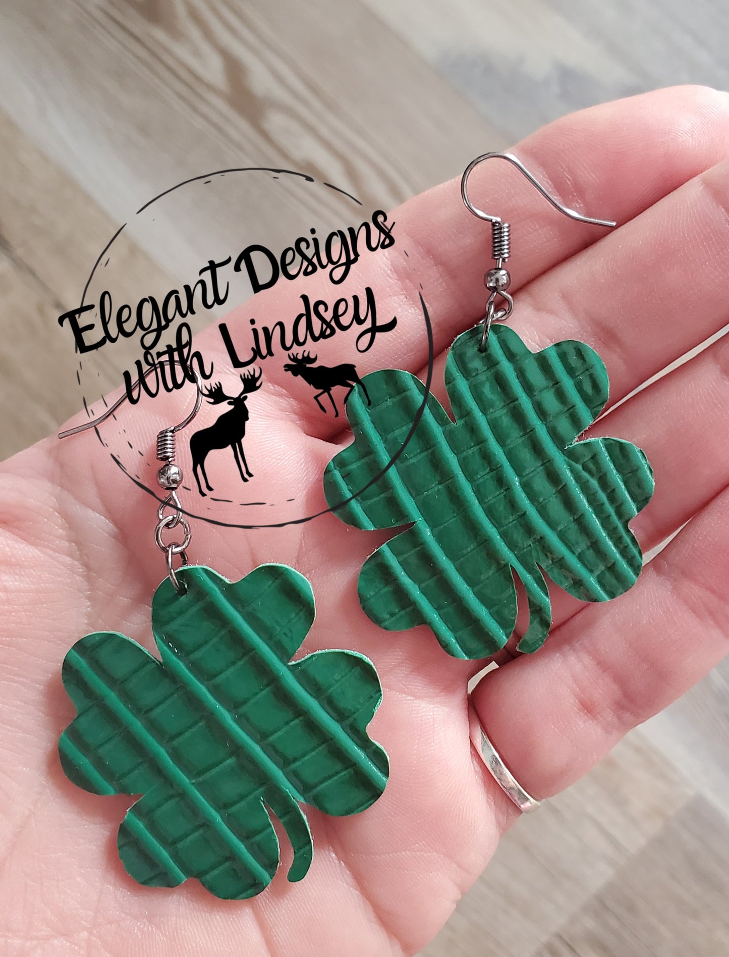 4 Leaf Clover "Snake Skin" Faux leather earrings