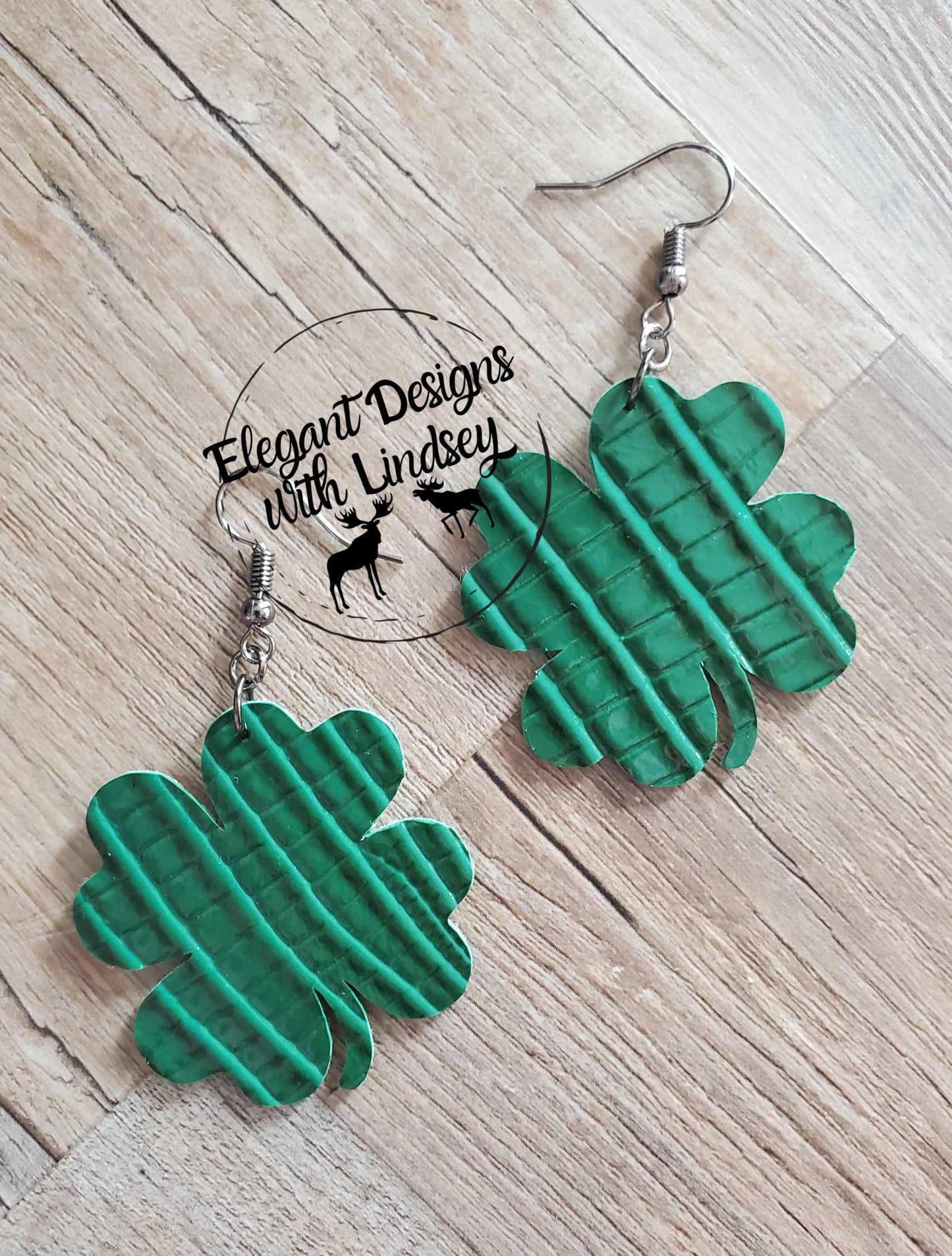 4 Leaf Clover "Snake Skin" Faux leather earrings