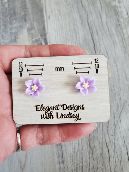 Children's Purple Flower Stud Earrings (GLOW-IN-THE-DARK)