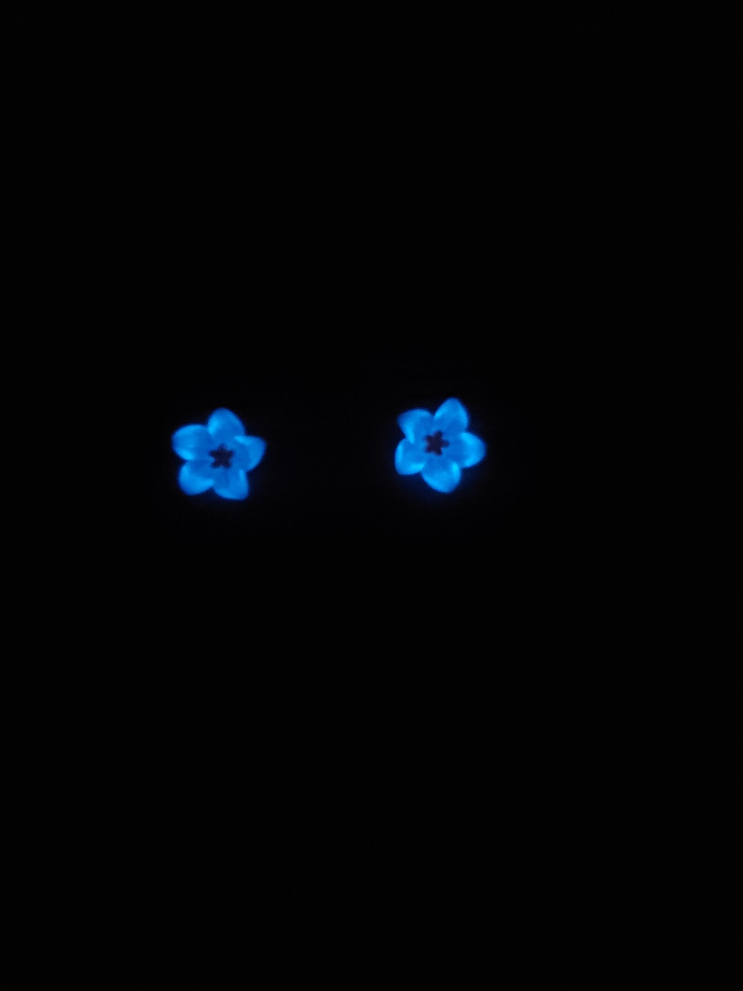 Children's Blue Flower Stud Earrings (GLOW-IN-THE-DARK)