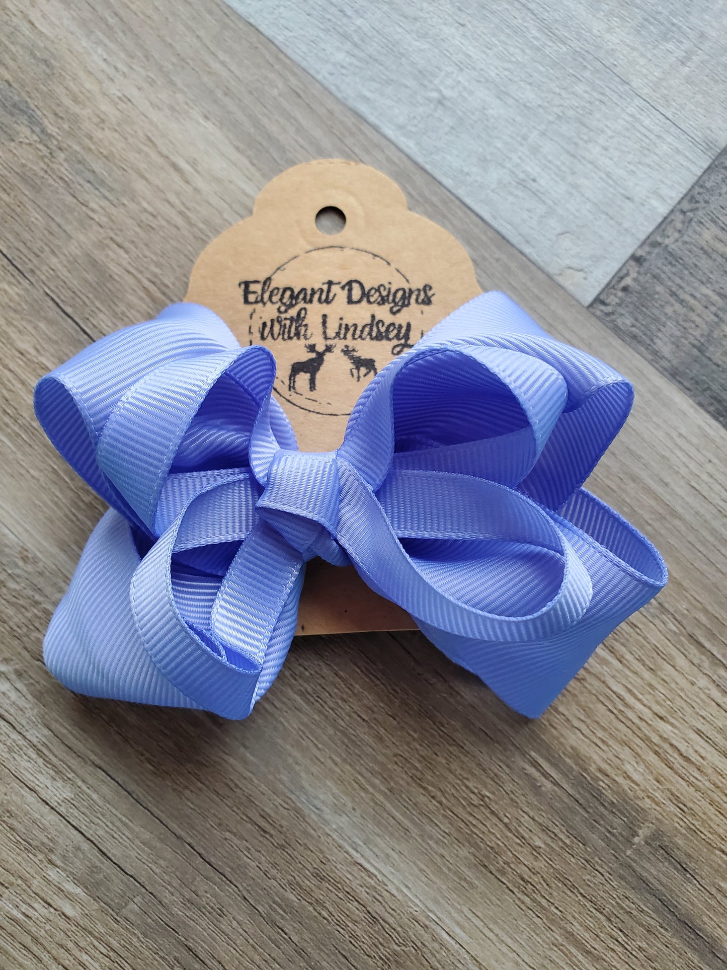 Children's Alligator Clip Ribbon Hair Bow Periwinkle