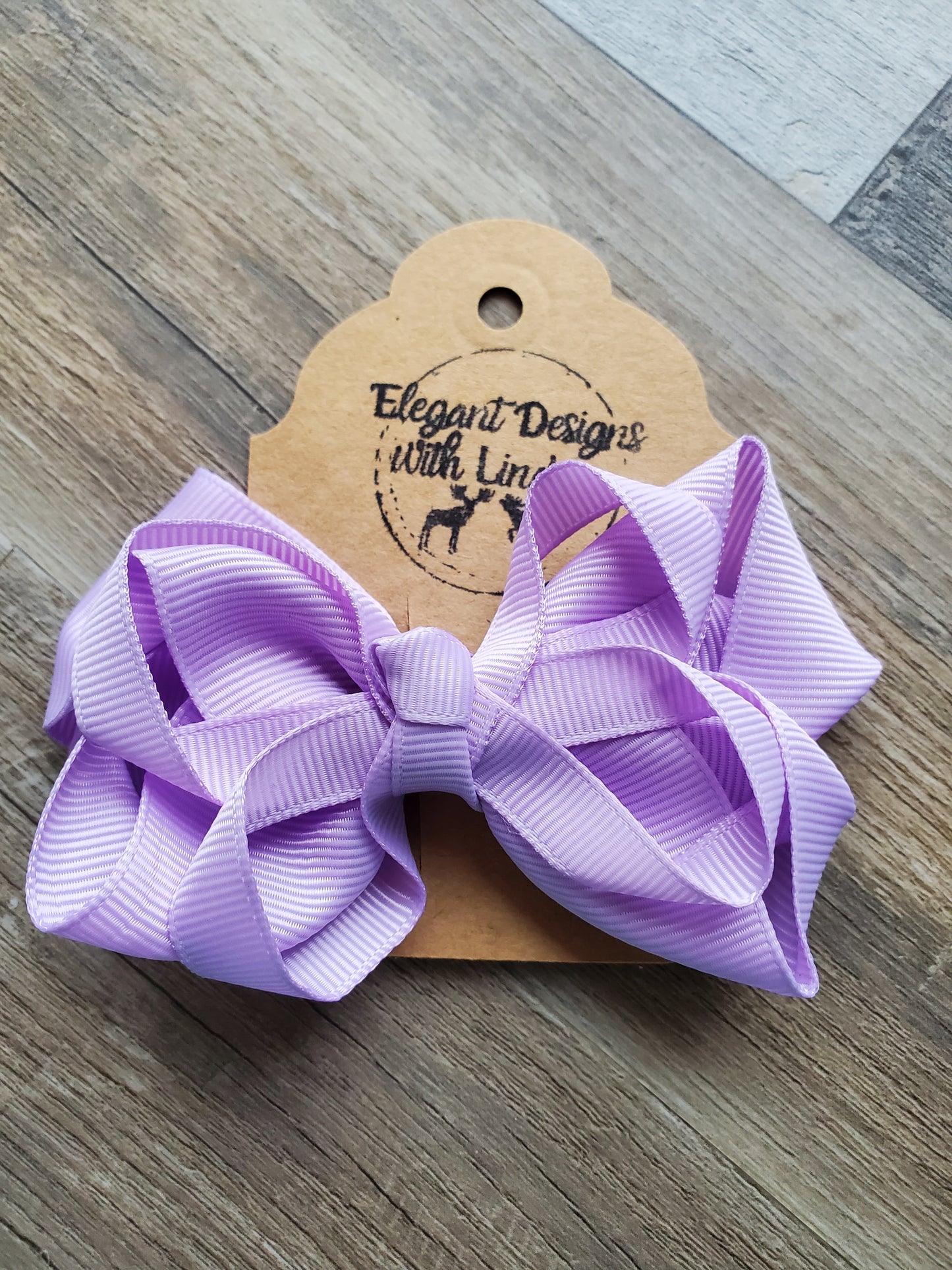 Children's Alligator Clip Ribbon Hair Bow Purple