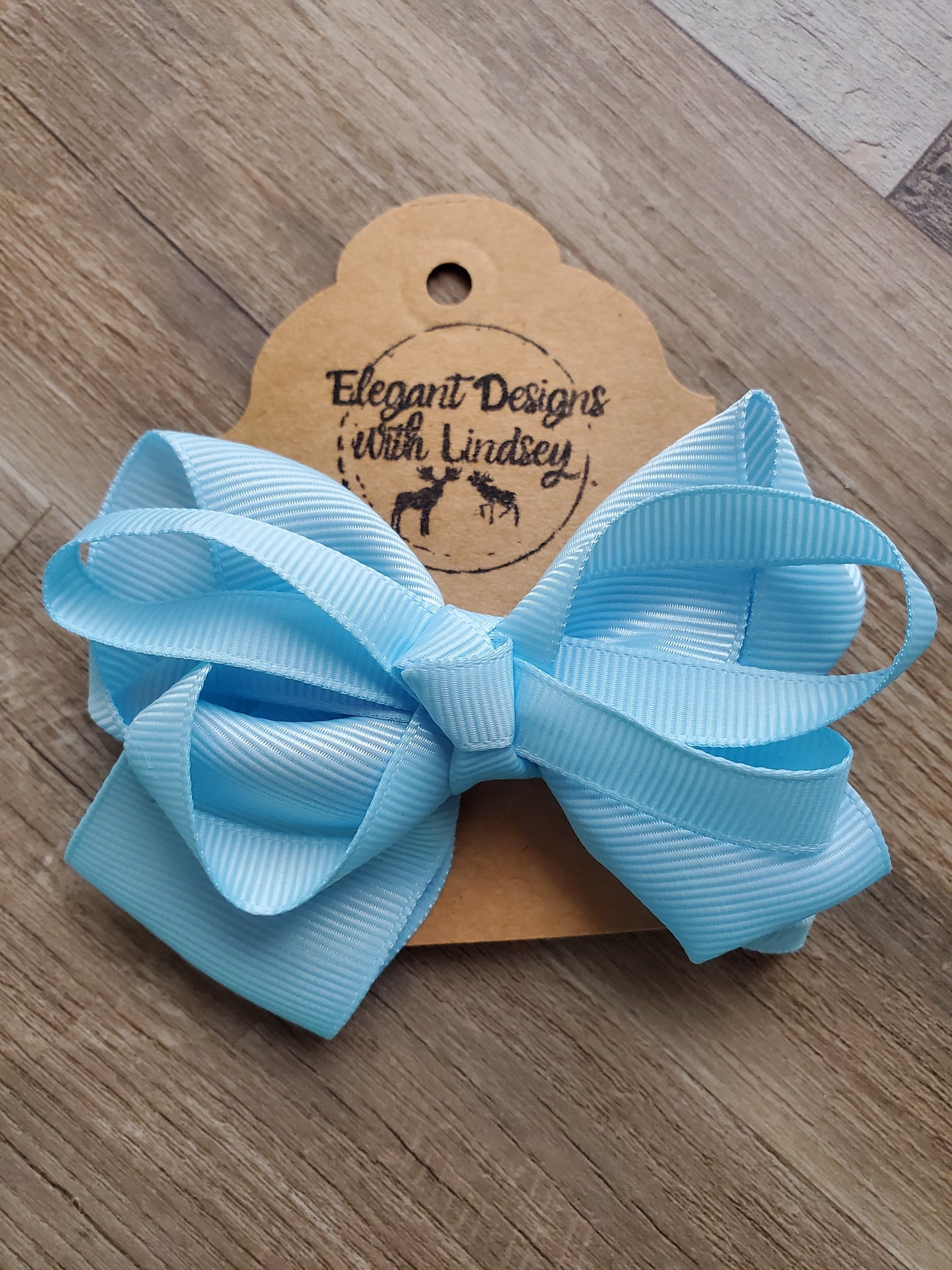 Children's Alligator Clip Ribbon Hair Bow Light Blue