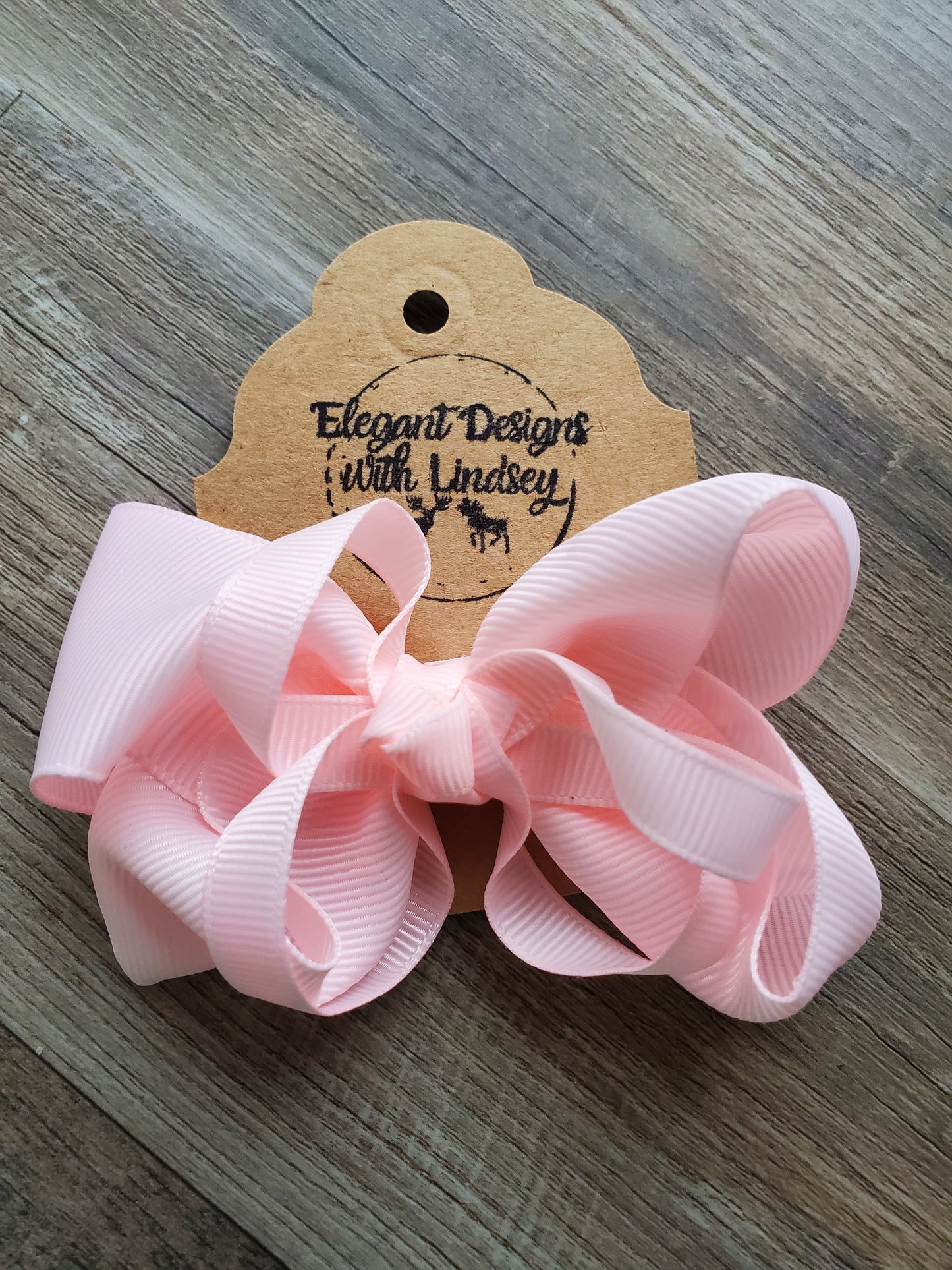 Children's Alligator Clip Ribbon Hair Bow Light Pink