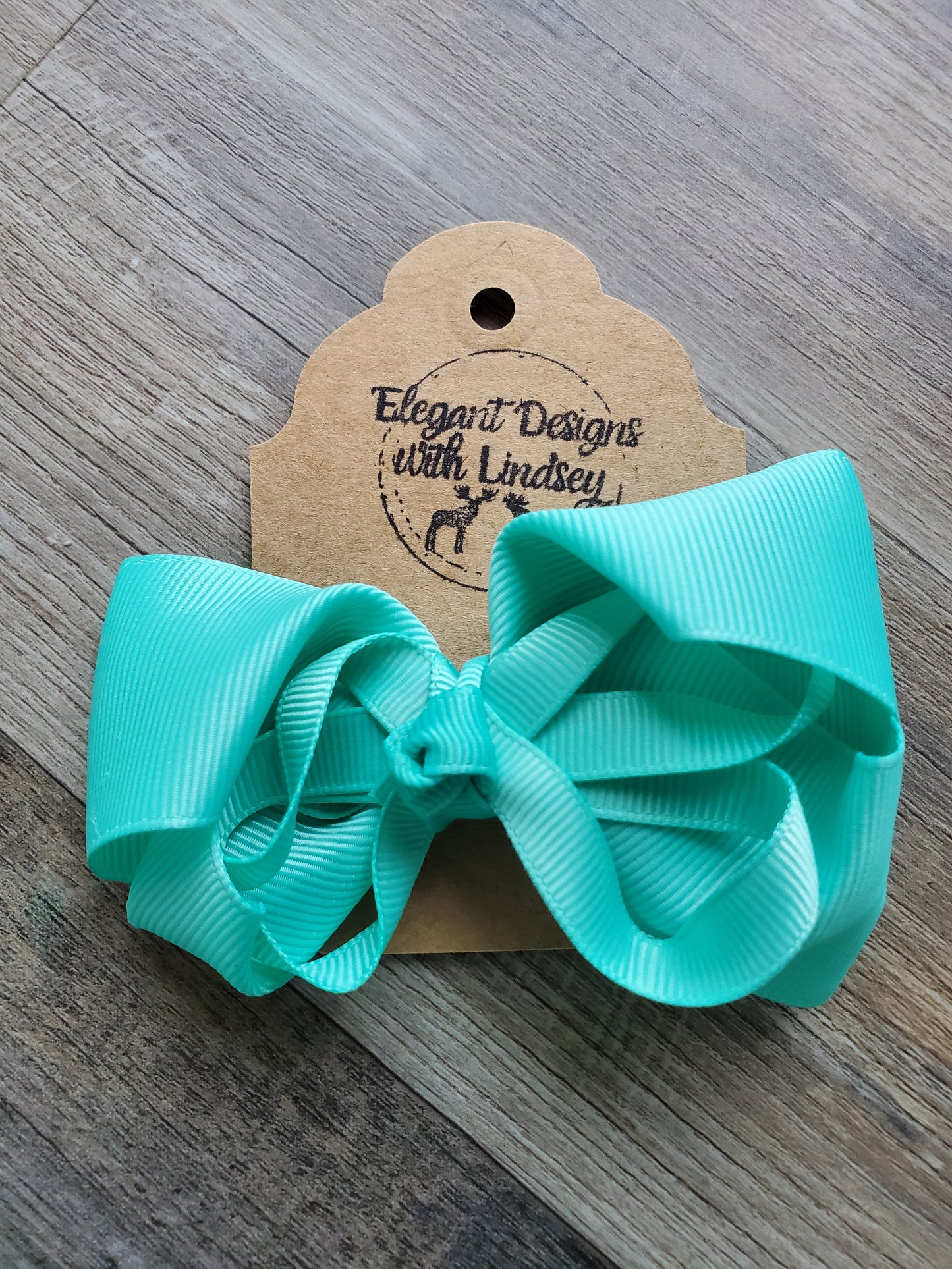 Children's Alligator Clip Ribbon Hair Bow Aqua