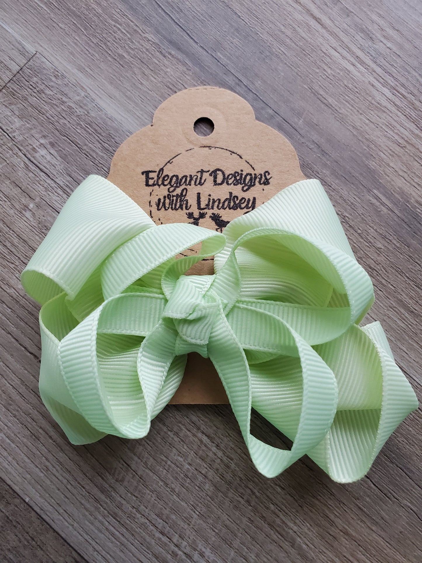 Children's Alligator Clip Ribbon Hair Bow Light Green