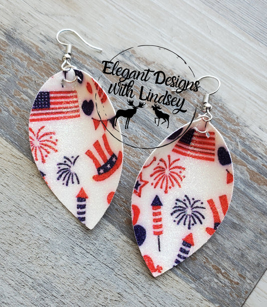 Patriotic Celebration Faux leather earrings